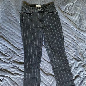 Black Striped Mom Pants